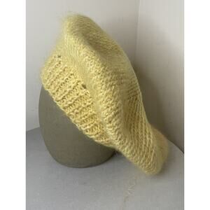VTGChunky Oversized Hand-Knit Wool Yellow Better Handmade Boho Hippie Rasta OS